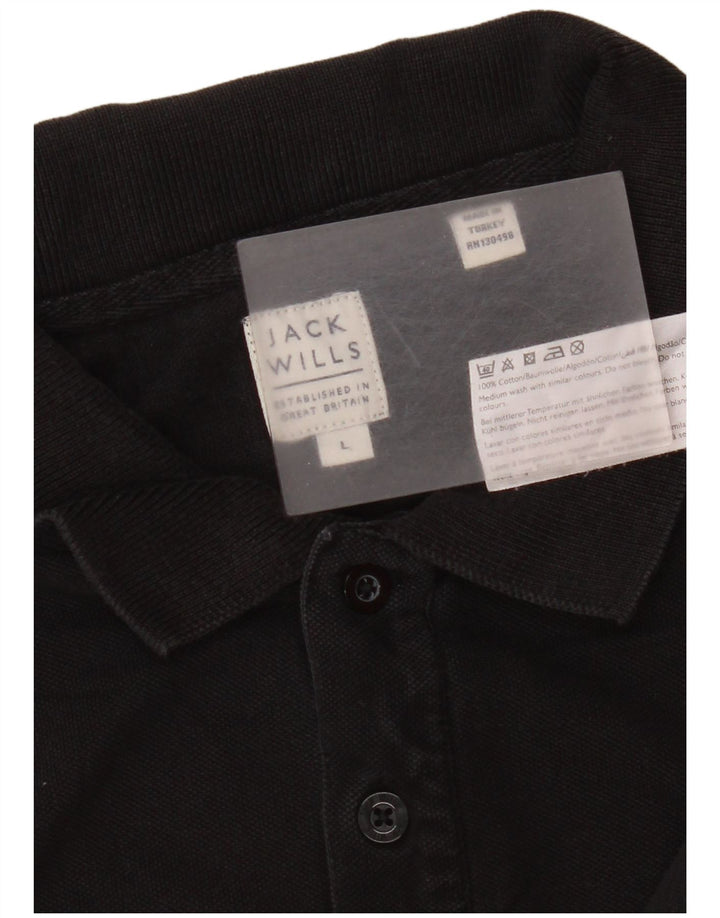 Jack Wills Polo para hombre grande de algodón negro