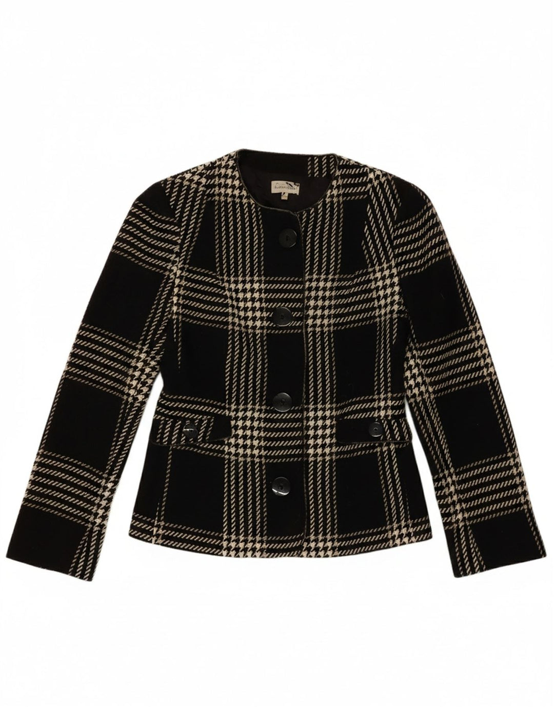ANDREA MARE Womens 4 Button Blazer Jacket IT 42 Medium Black Check Wool