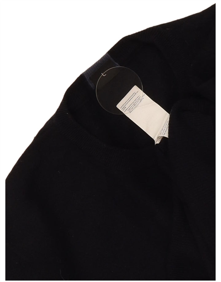 Hugo Boss Jersey con cuello redondo para hombre, talla grande, lana virgen azul marino