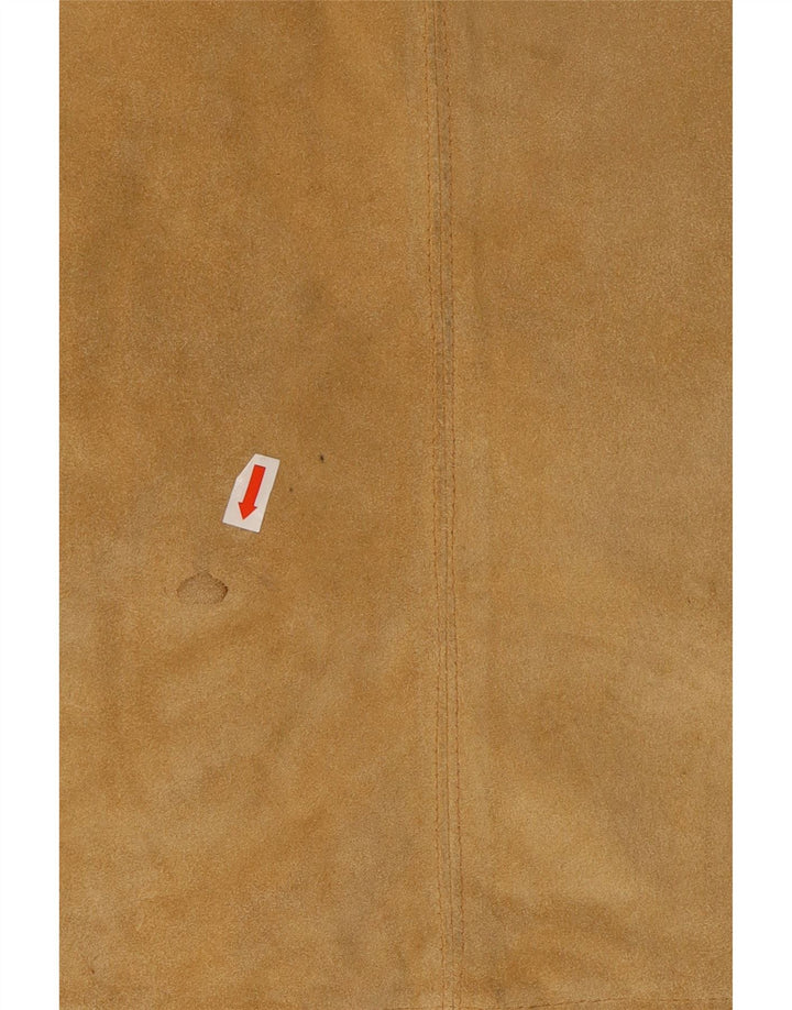 VINTAGE Mujer Ante Mini Falda Mediana W28 Cuero Beige