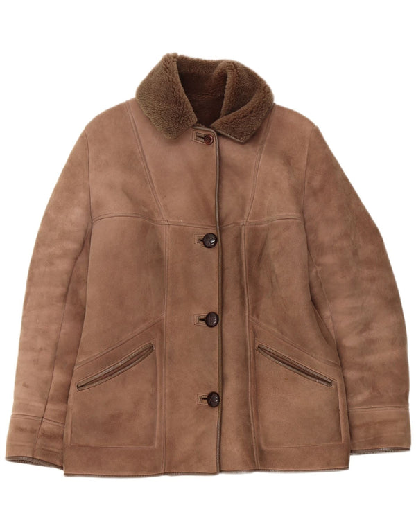 Nurseys Chaqueta de piel de oveja para mujer UK 46 Piel de oveja marrón grande
