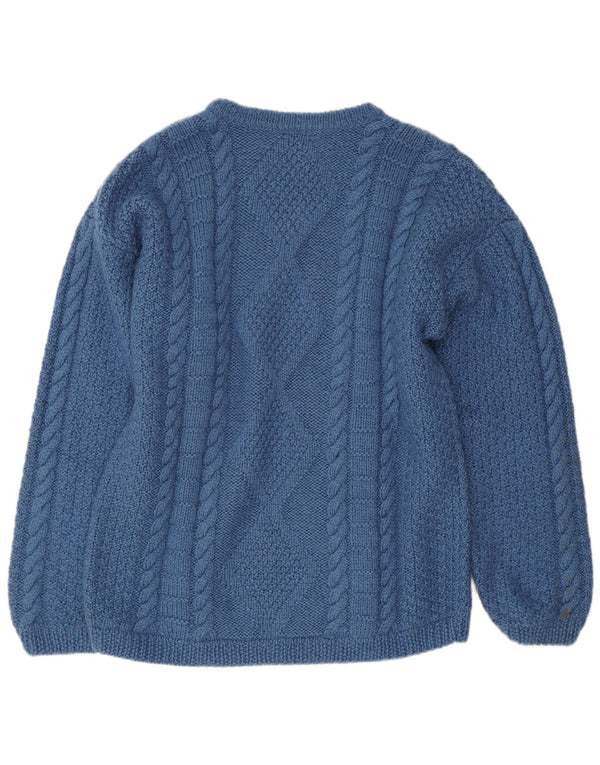 Vintage hombres barco cuello jumper suéter azul medio