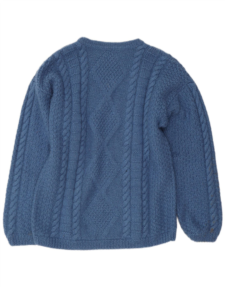 Vintage hombres barco cuello jumper suéter azul medio