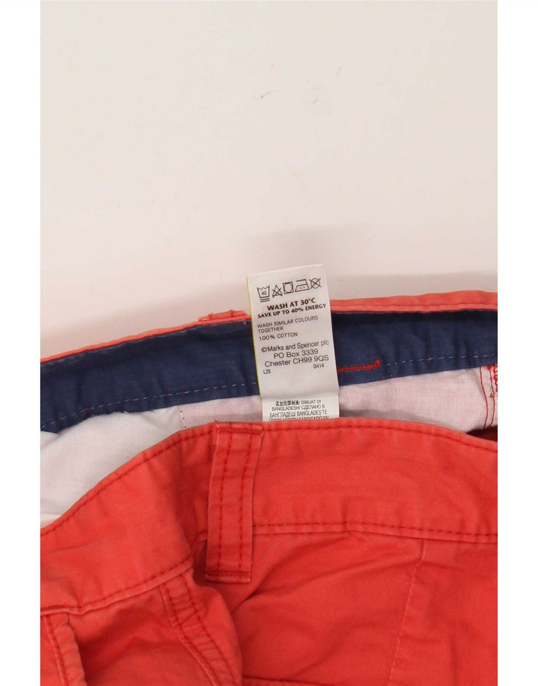 Marks & Spencer Pantalones cortos tipo cargo para hombre W32 Algodón rojo mediano