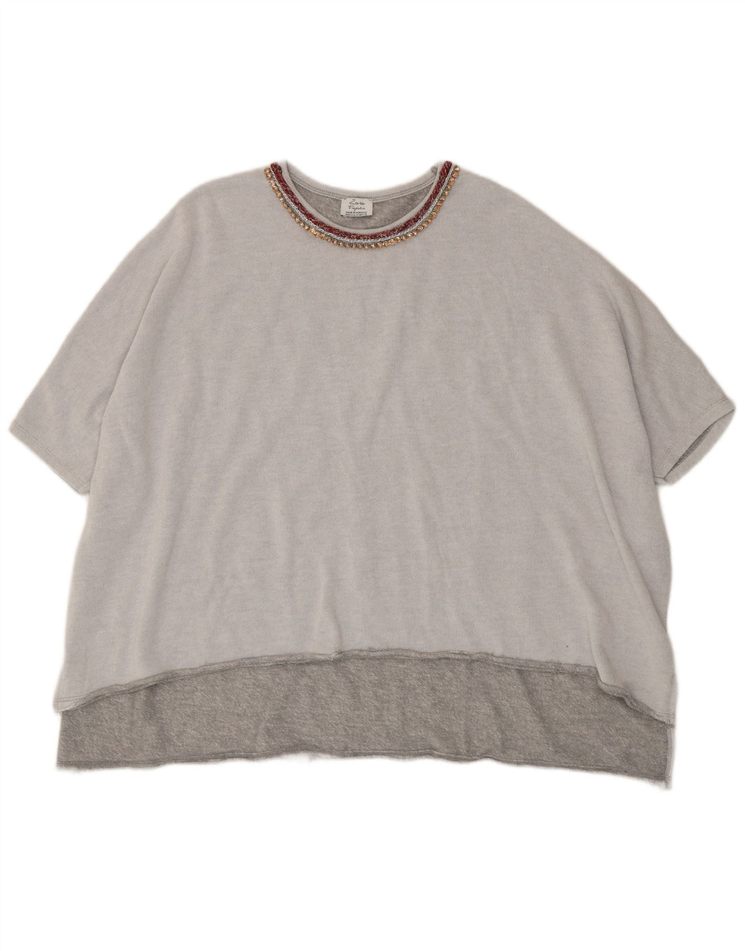 Zara Mujer Trafaluc Camiseta Extragrande UK 44 Poliéster Gris Medio