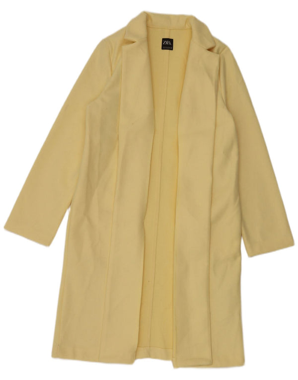 Zara Mujer Abrigo Abierto UK 46 Grande Poliéster Amarillo