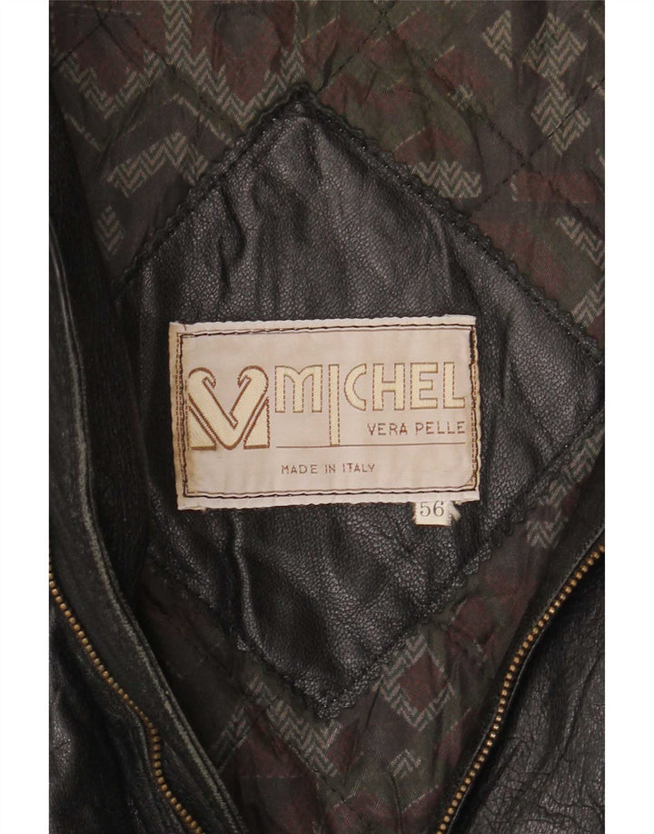 Michelle Abrigo de cuero para hombre IT 56 3XL Negro