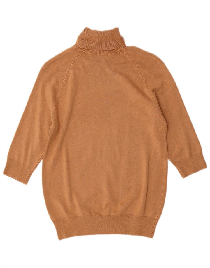ZARA Jersey largo con cuello vuelto para mujer, talla 40, viscosa marrón medio