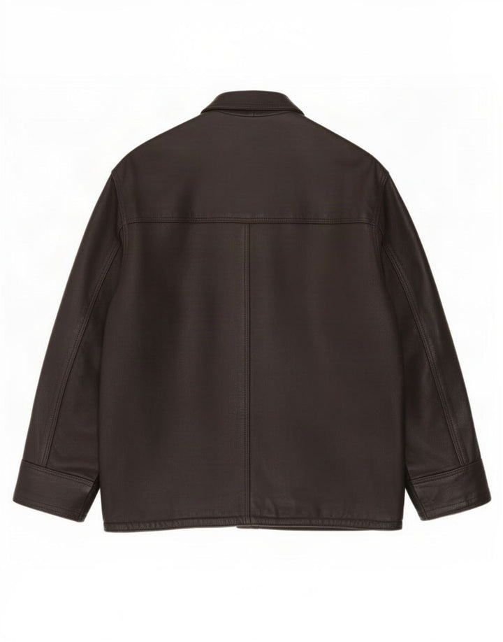 Chaqueta de cuero vintage para hombre Reino Unido 44 2XL Marrón