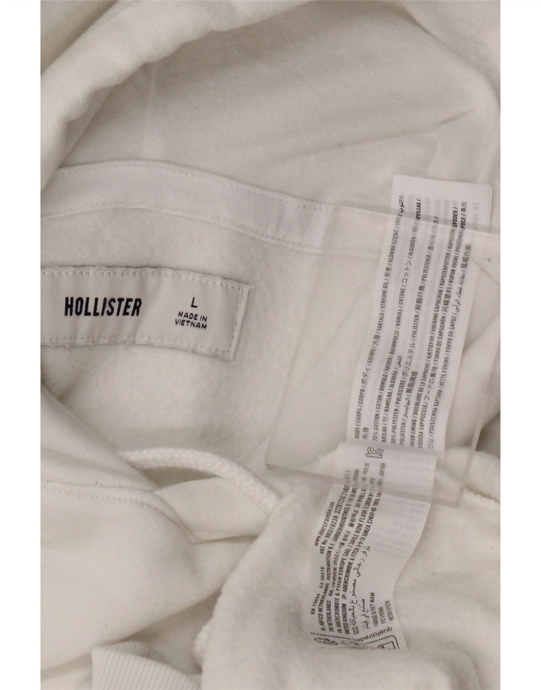 HOLLISTER Jersey con capucha para hombre, talla grande, algodón blanco