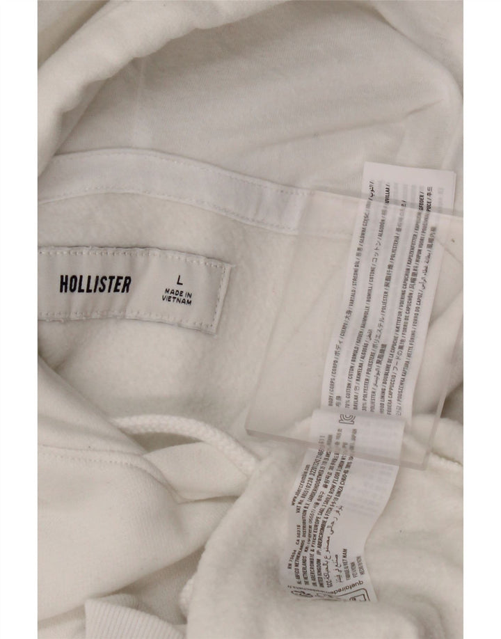 HOLLISTER Jersey con capucha para hombre, talla grande, algodón blanco