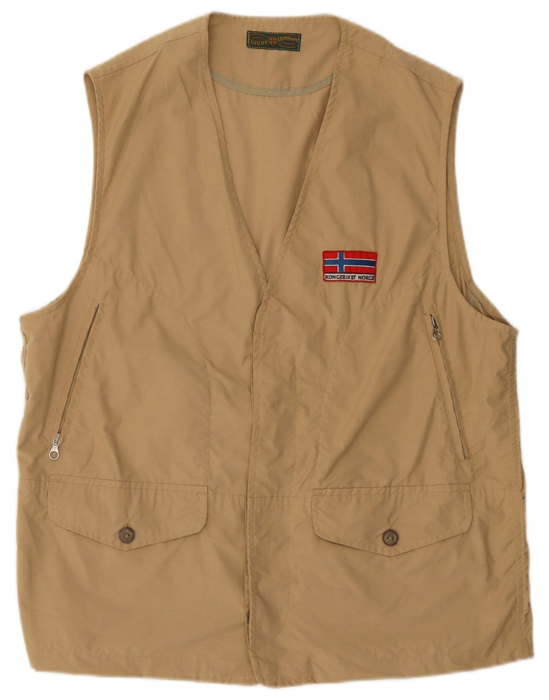 Vintage Hombres Utility Gilet IT 40/42 Algodón Beige Medio