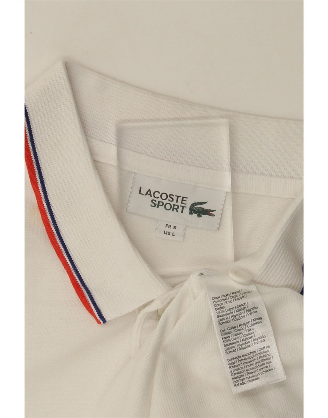 LACOSTE Polo para hombre talla 5 grande algodón blanco