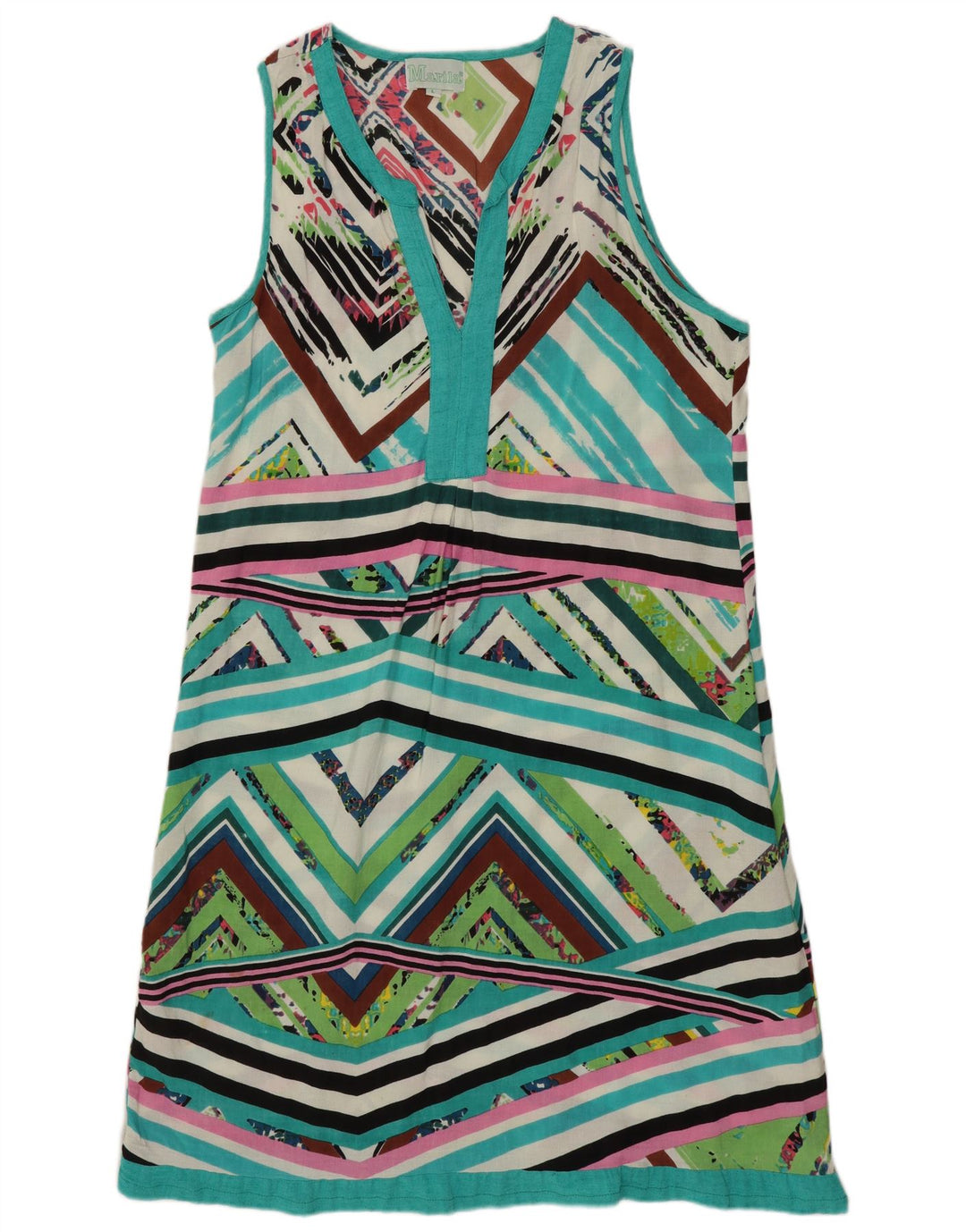 Marila Vestido recto sin mangas para mujer UK 44 Grande Multicolor Geométrico