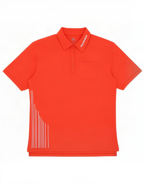 Adidas Womens Graphic Polo Shirt UK 18 XL Red Pinstripe Polyester
