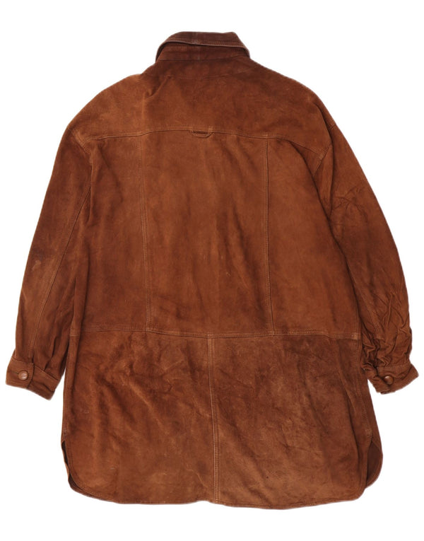 Vittorio Forti Camisa larga de ante para mujer IT 46 Large Brown