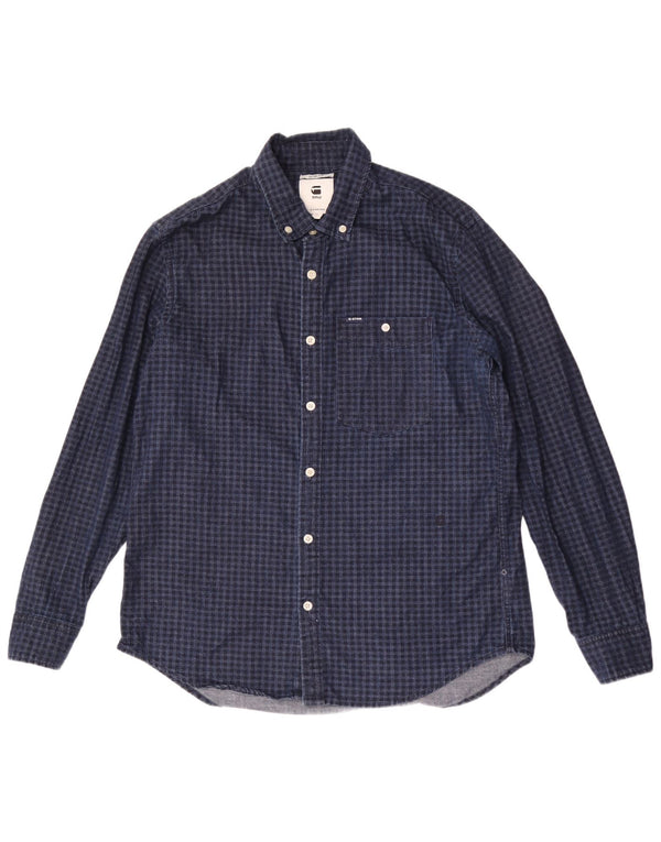 G-Star Hombre Camisa Slim Fit XL Algodón A Cuadros Azul Marino
