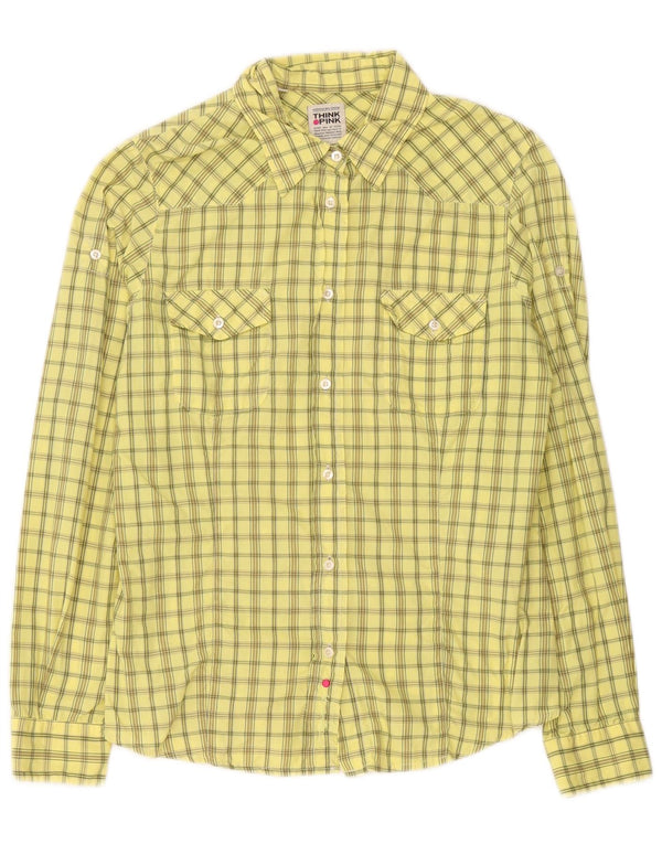 Think Pink Camisa para mujer UK 44 Medium Yellow Check