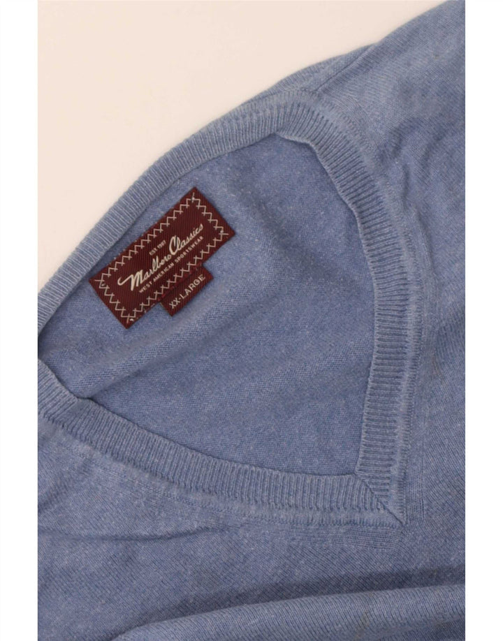 Marlboro Classics - Jersey con cuello en V para hombre, talla 2XL, color azul