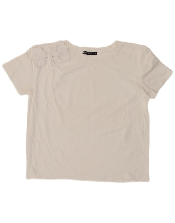 Zara Mujer Crop Camiseta Top UK 10 Small Blanco