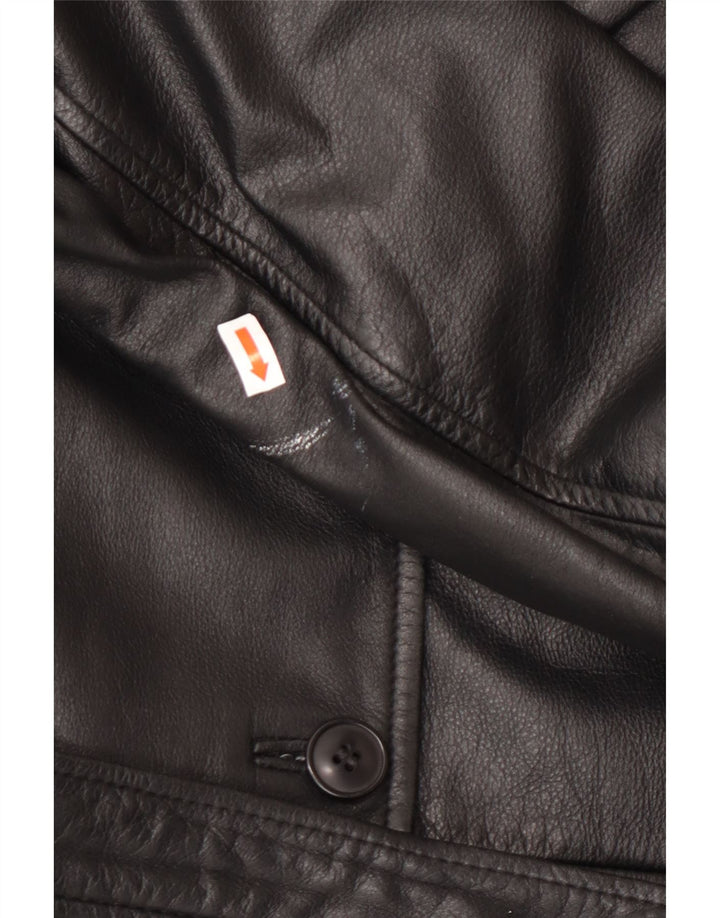 HENNES Abrigo de cuero para mujer EU 42 Cuero negro grande