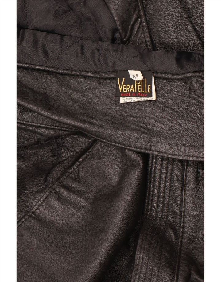 Vintage mujer chaqueta de cuero de gran tamaño Reino Unido 14 cuero negro medio