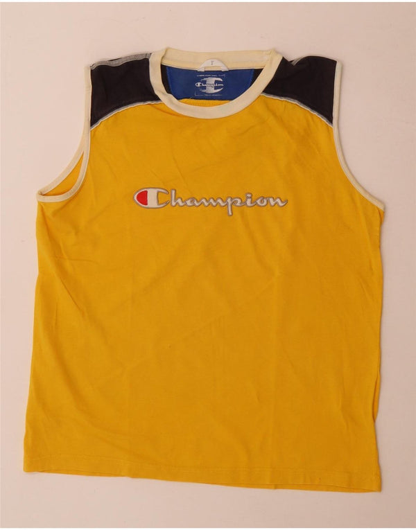 Champion Camiseta Sin Mangas Con Estampado De Algodón Amarillo Grande Para Hombre