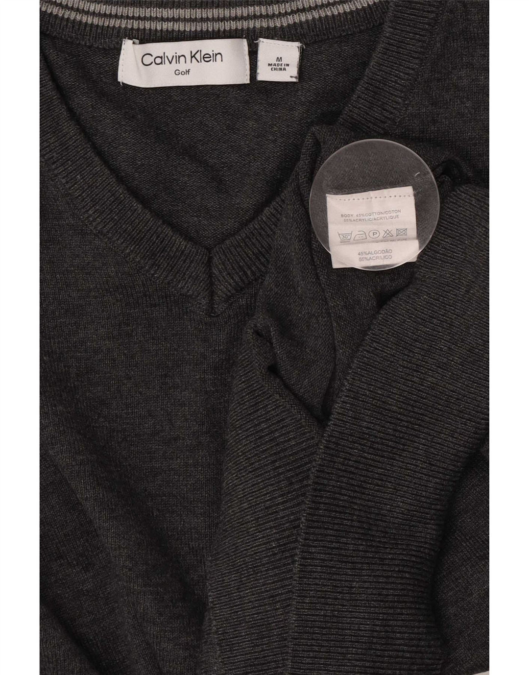 Calvin Klein Jersey con cuello en V para hombre de algodón moteado gris medio