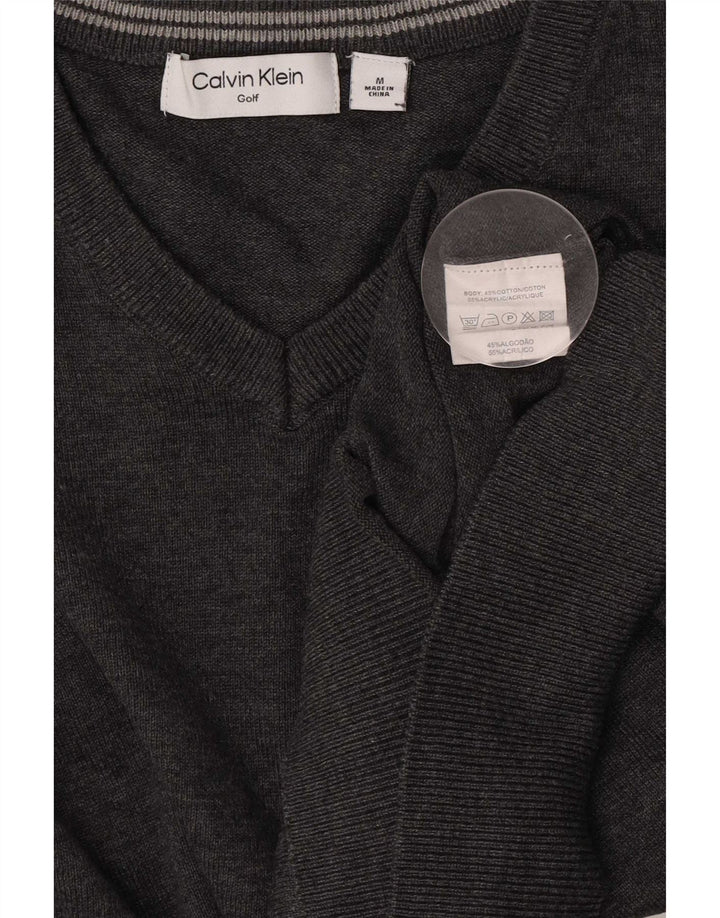 Calvin Klein Jersey con cuello en V para hombre de algodón moteado gris medio