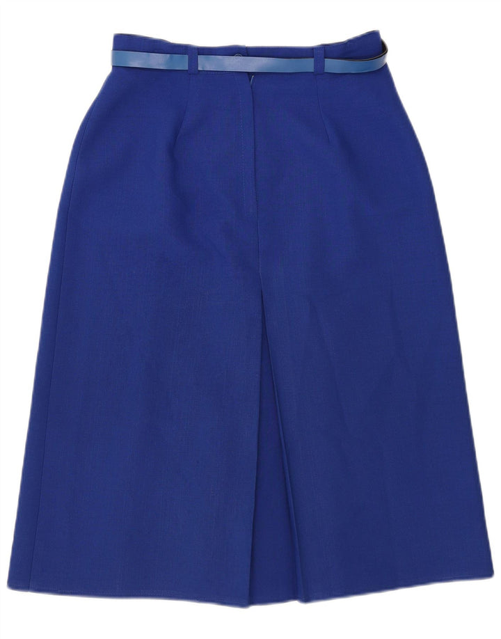 Falda plisada vintage para mujer Reino Unido 14 Medio W28 Poliéster azul