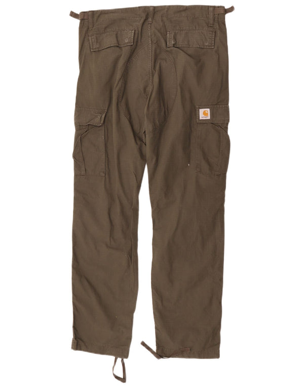 Carhartt Hombre Pantalones Cargo Rectos W32 L32 Algodón A Cuadros Caqui
