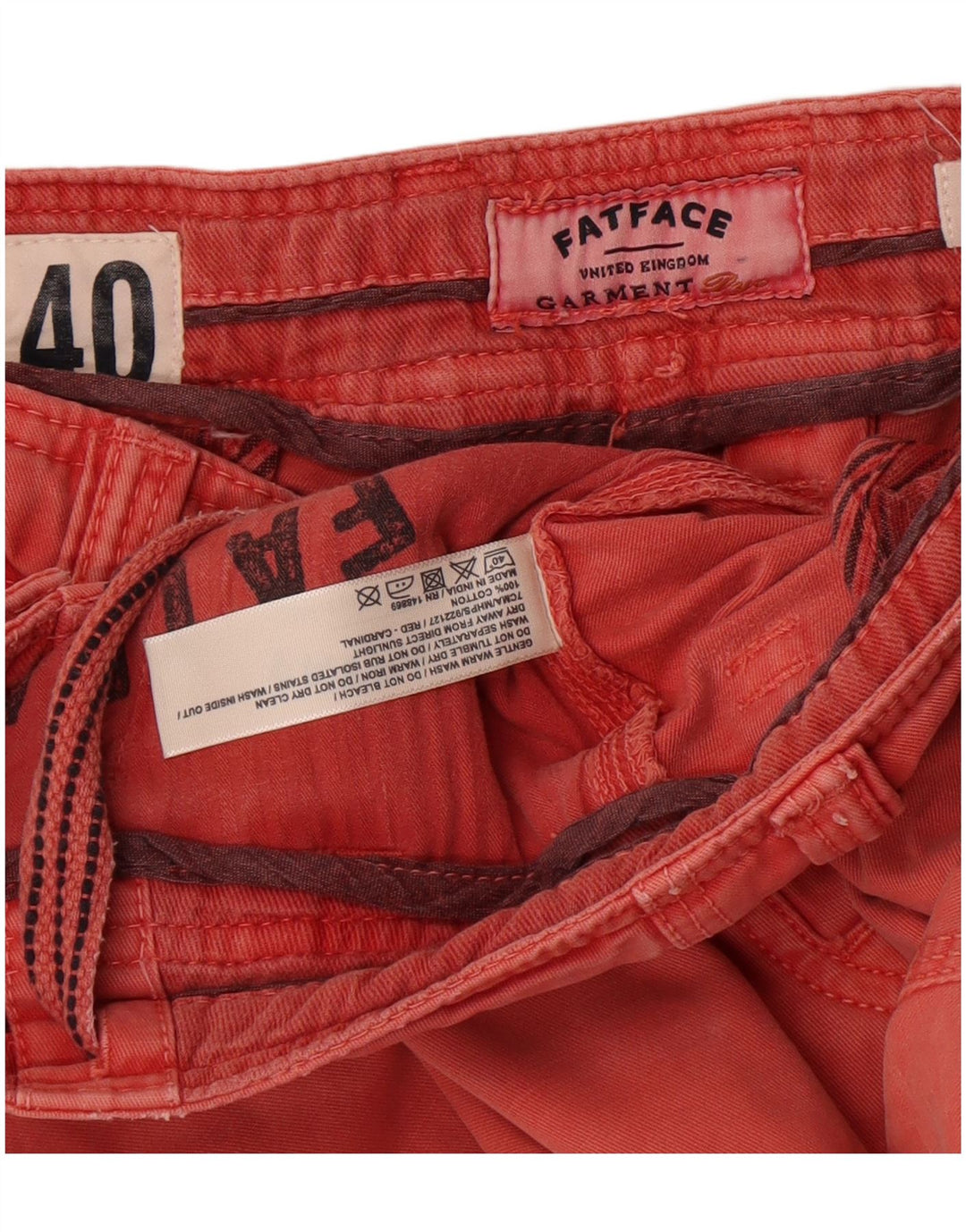 Pantalones cortos chinos para hombre Fat Face W40 XL Algodón rojo