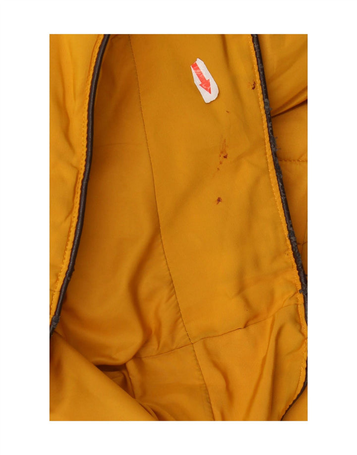 Zara Mujer Chaqueta Acolchada Corta Con Capucha UK 10 Small Poliéster Amarillo
