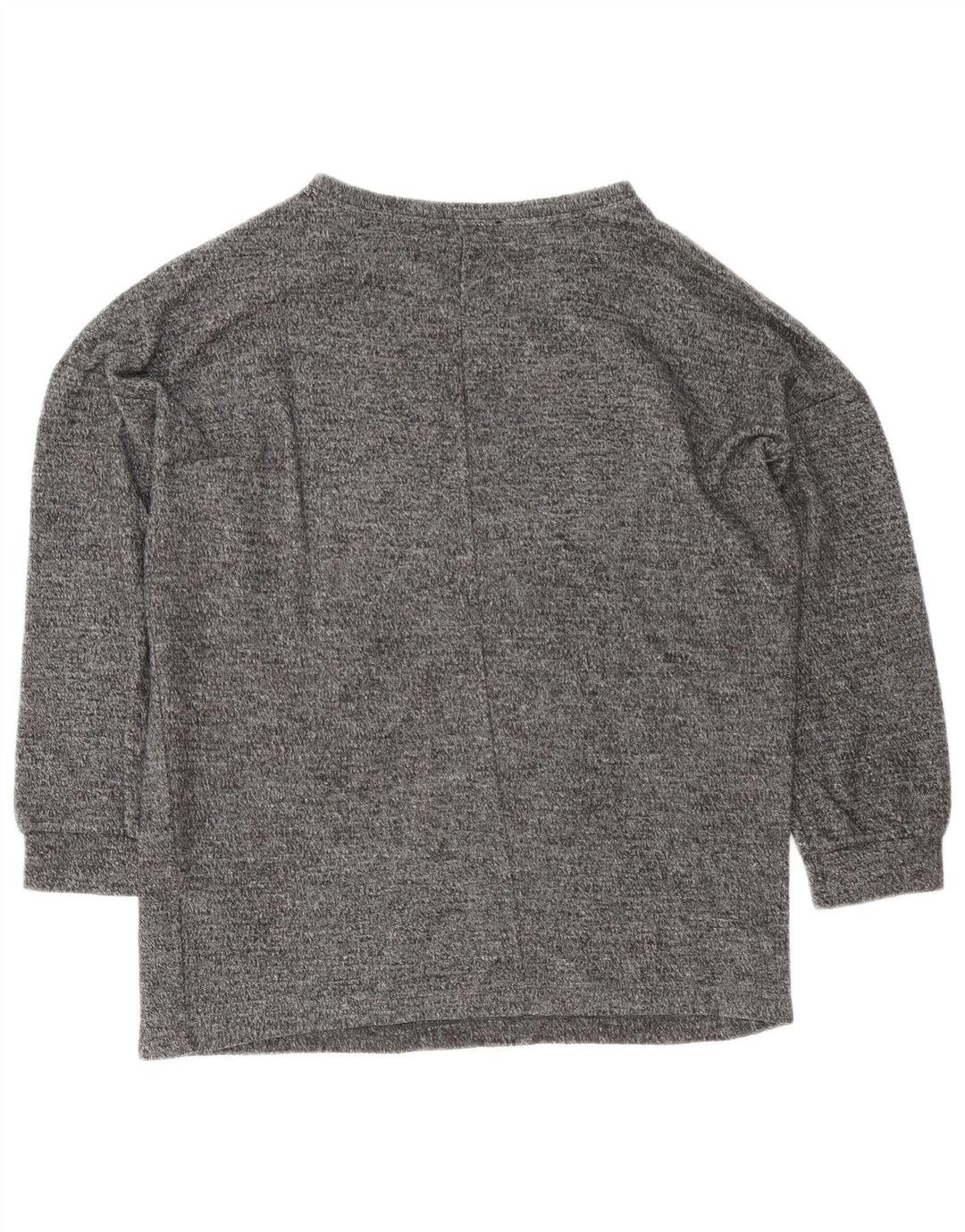 Zara Mujer Top Gráfico Extragrande Manga Larga UK 8 Pequeño Gris Moteado