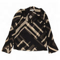 Zara Mujer Blusa Top UK 10 Small Negro Geométrico Poliéster