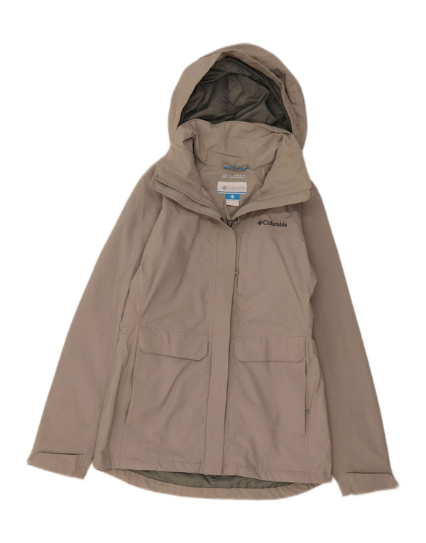 COLUMBIA Chaqueta impermeable con capucha Omni-Tech para mujer UK 10 Small Grey Nylon
