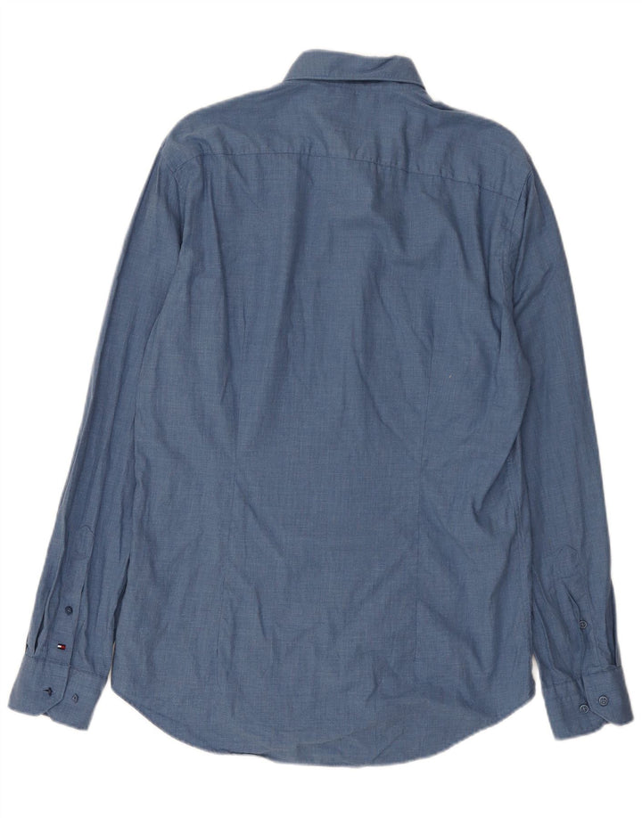 Tommy Hilfiger Camisa Slim Fit para hombre Talla 40 Algodón azul medio
