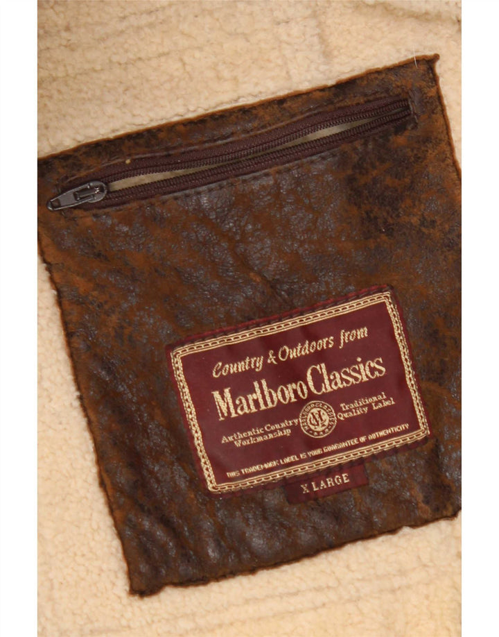 Marlboro Classics Chaqueta de piel de oveja para hombre UK 42 XL Piel de oveja marrón