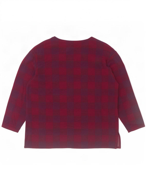 Marks & Spencer Blusa de manga larga para mujer UK 20 2XL Borgoña Check