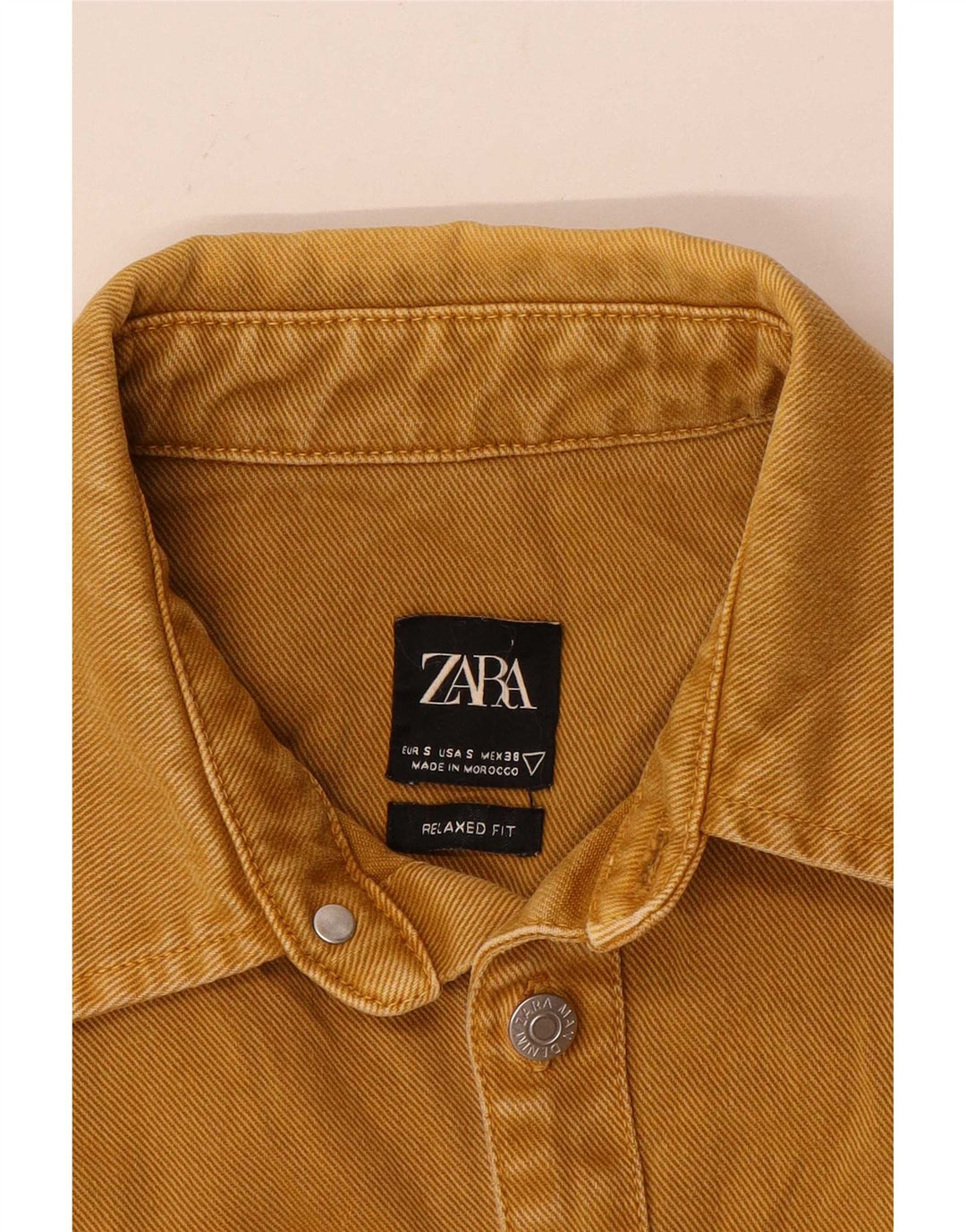 Zara Hombre Camisa Vaquera De Corte Relajado Small Amarillo