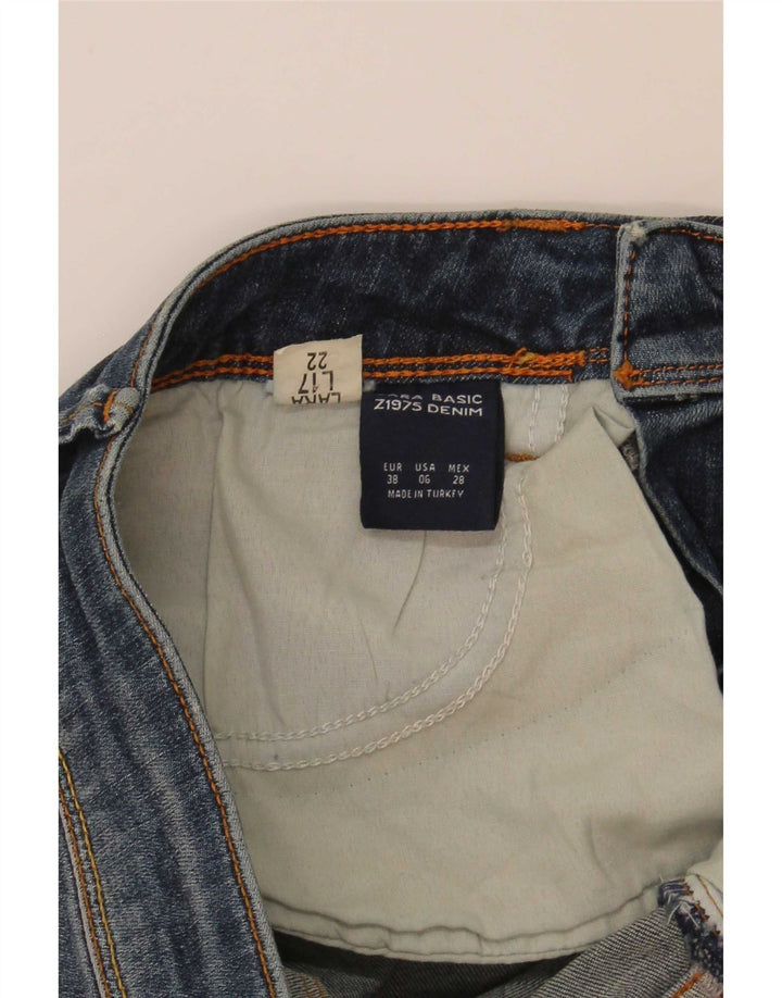 Zara Pantalones cortos de mezclilla desgastados para mujer EU 38 Small W28 Azul
