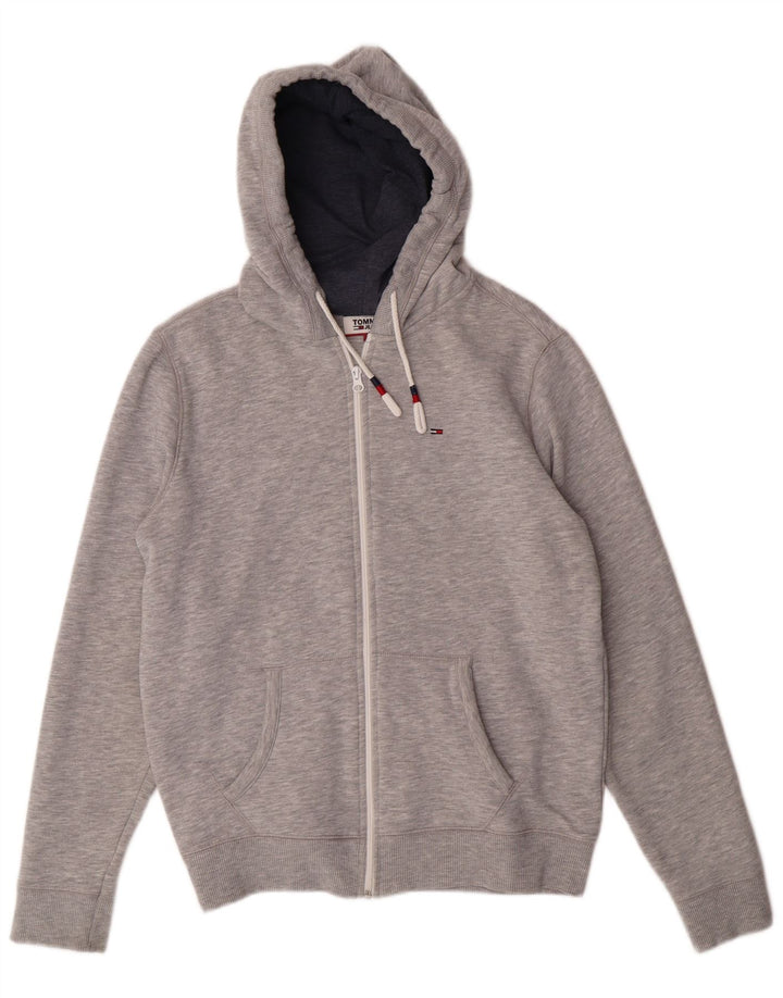 TOMMY HILFIGER Suéter con capucha y cremallera de ajuste regular para hombre Gris medio moteado