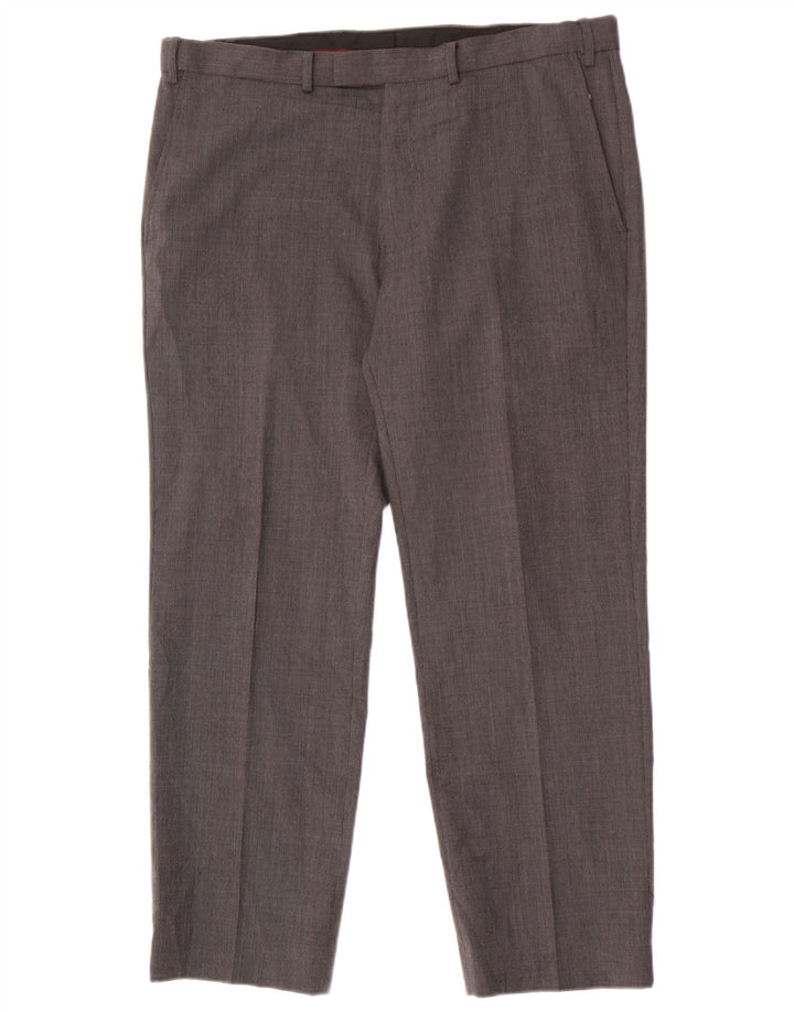 Marks & Spencer Pantalones de traje rectos de corte regular para hombre W36 L29 Lana gris