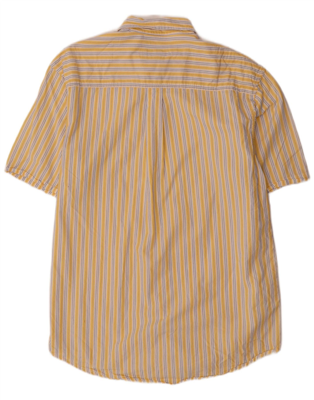IZOD Camisa de manga corta para hombre de algodón a rayas amarillas medianas