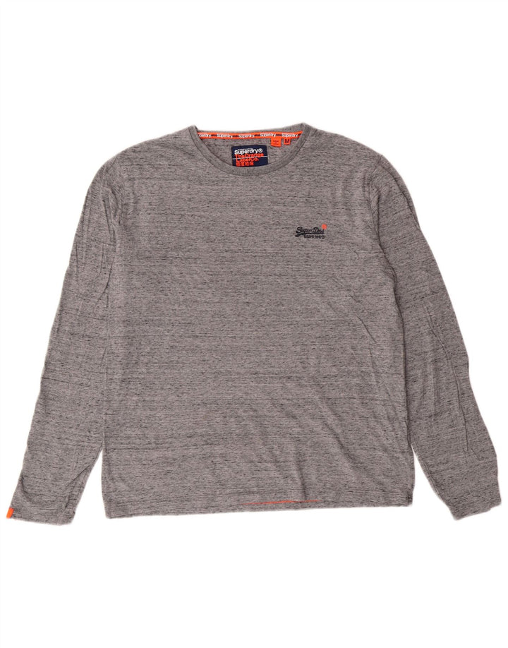Superdry Hombre Top De Manga Larga De Algodón Moteado Gris Medio