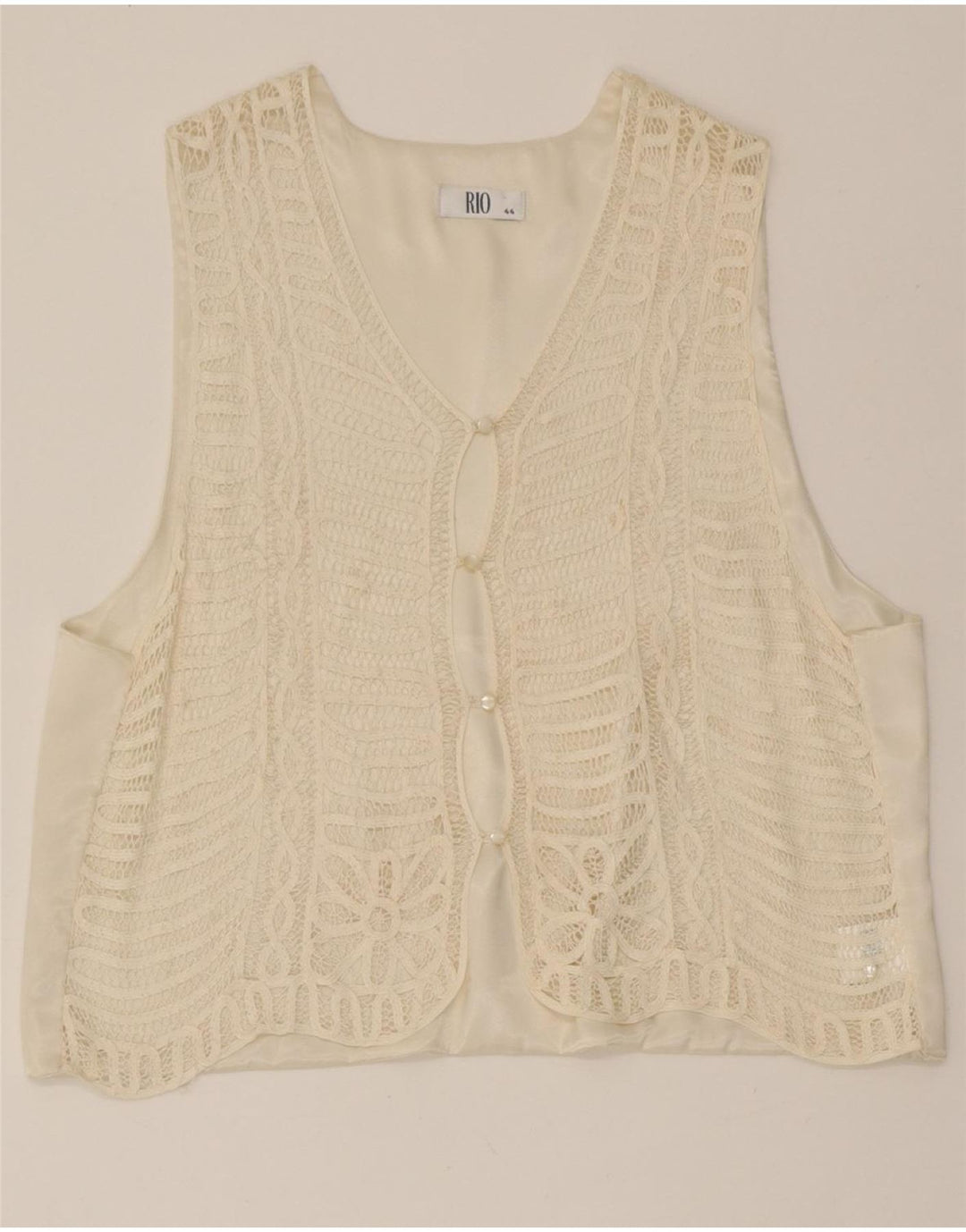 VINTAGE Womens Waistcoat EU 44 XL Off White Vintage Vintage and Second-Hand Vintage from Messina Hembry 