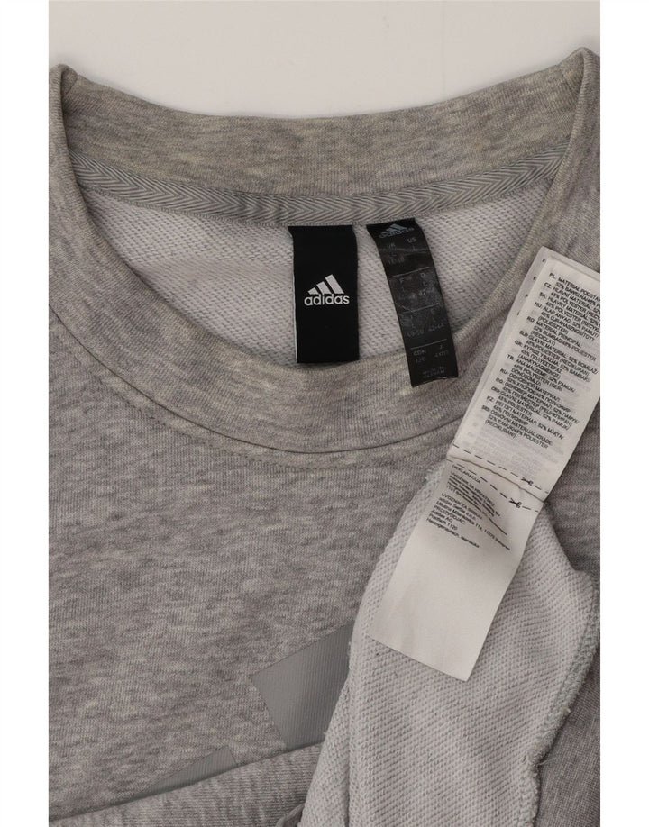 ADIDAS Sudadera gráfica para mujer Jumper UK 14/16 Grande Gris Algodón