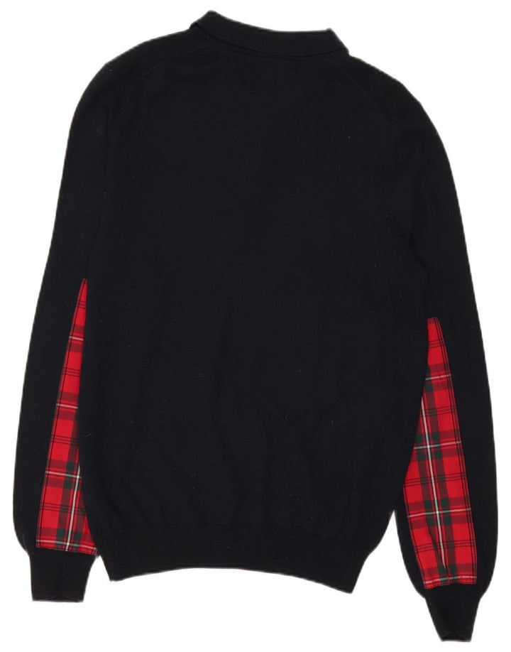 Lyle & Scott Jersey tipo polo para hombre con cuello tipo polo de lana a cuadros en color negro mediano