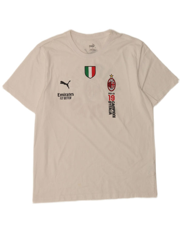 Puma Camiseta gráfica del AC Milan para hombre Top grande de algodón blanco