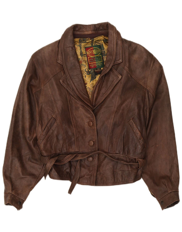 Movi Mento Chaqueta de cuero para mujer UK 40 XL Marrón